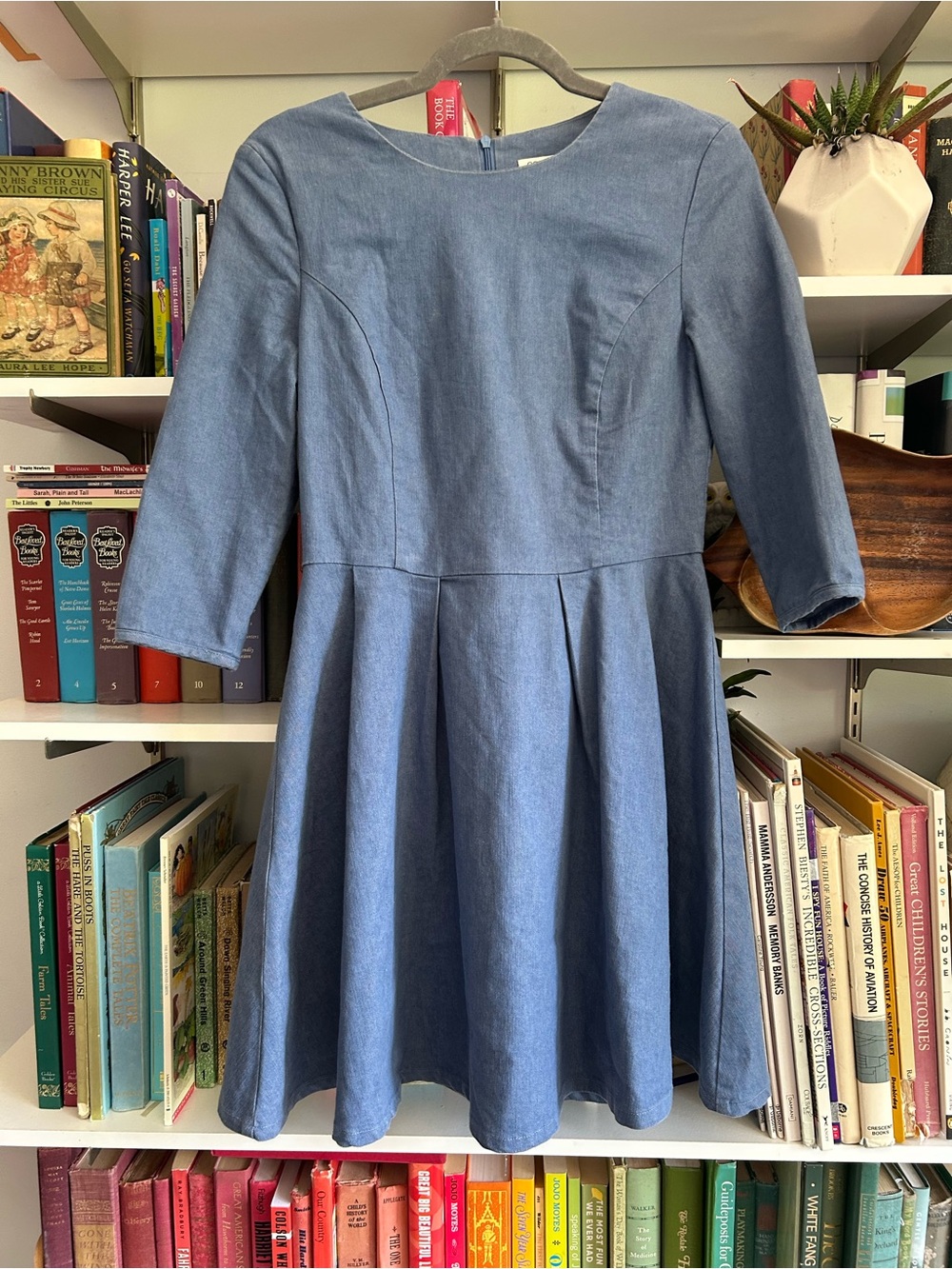 oce Denim-Blue Midi Fit & Flare Dress
